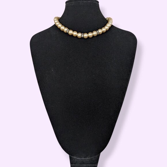 Vintage Glass Pearl Choker Necklace - Picture 2 of 5